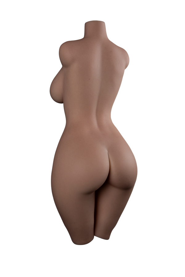 Talia 60cm C-cup fair-skin sex doll torso, rear studio view
